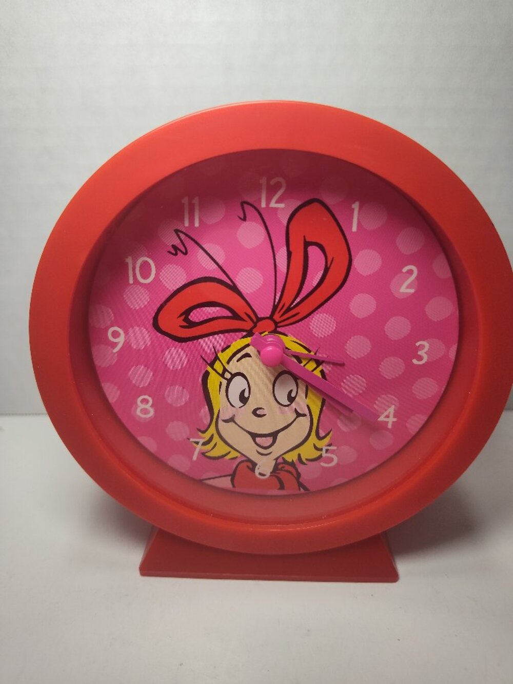 Dr Seuss Grinch Cindy Lou Who Red Pink Alarm Clock Battery Operated TESTED/WORKS